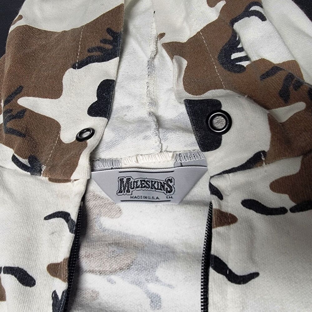 Muleskins Hoodie Jacket Mens Size XL Camo Brown White USA Full Zip - Picture 6 of 10